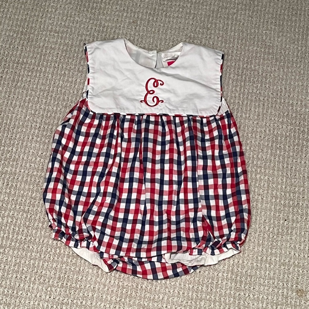 Red and Blue Checkered Kids Romper